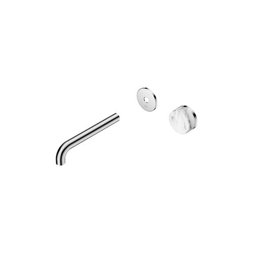 Serenity Wall Basin Mixer 185mm Spout Arabescato Corchia Handle Chrome