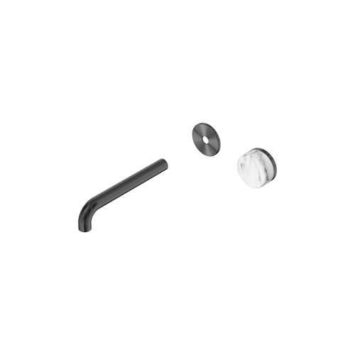 Serenity Wall Basin Mixer 185mm Spout Arabescato Corchia Handle Gun Metal