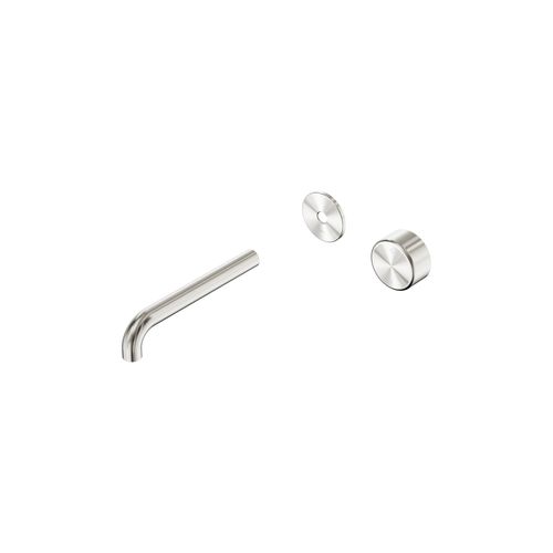 Serenity Wall Basin Mixer 185mm Spout Metal Handle Brushed Nickel