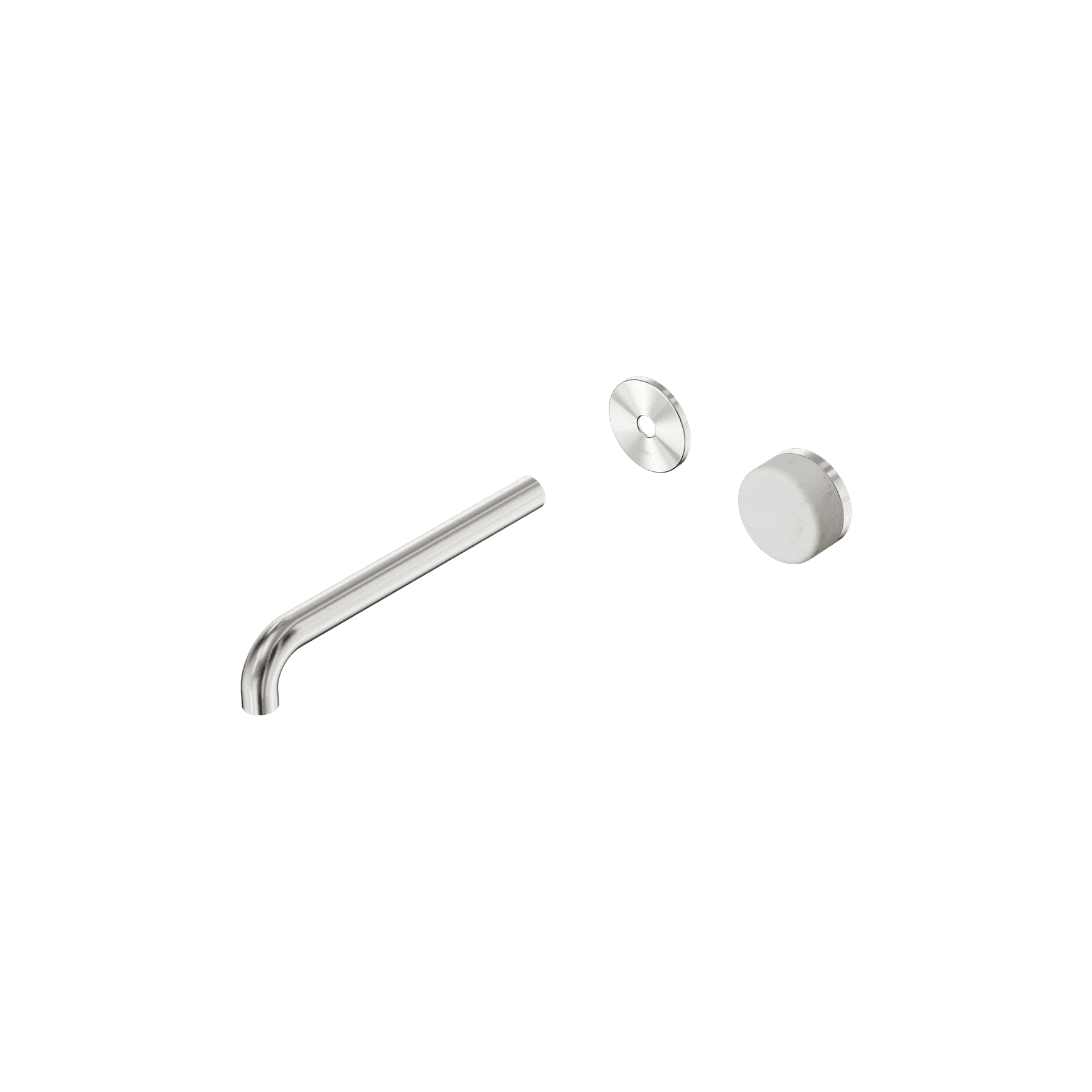 Serenity Wall Basin Mixer 220mm Spout Carrara Handle Brushed Nickel