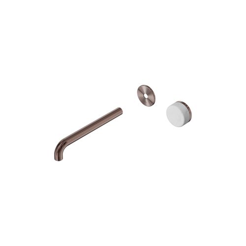 Serenity Wall Basin Mixer 220mm Spout Carrara Handle Brushed Bronze
