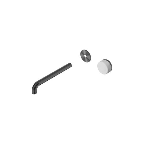 Serenity Wall Basin Mixer 220mm Spout Carrara Handle Gun Metal