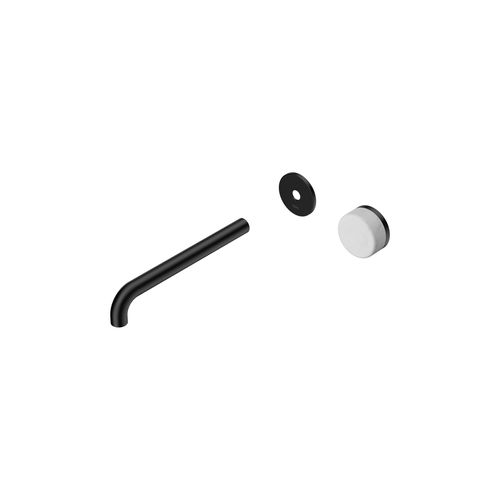 Serenity Wall Basin Mixer 220mm Spout Carrara Handle Matte Black