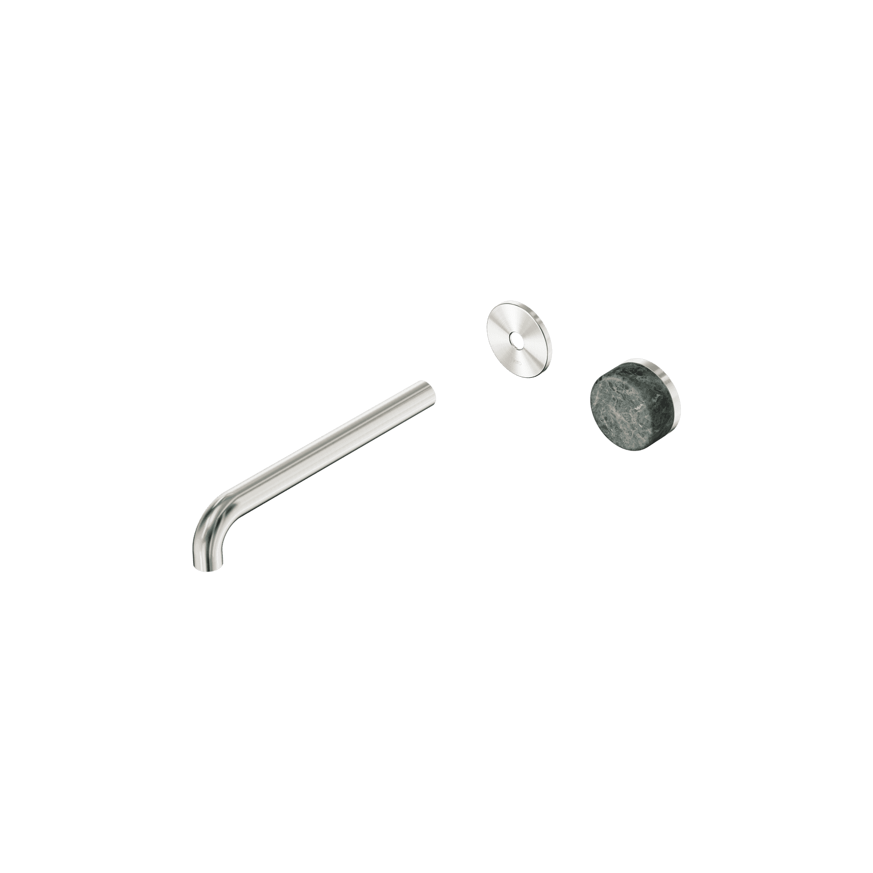 Serenity Wall Basin Mixer 220mm Spout Verde Alpi Handle Brushed Nickel