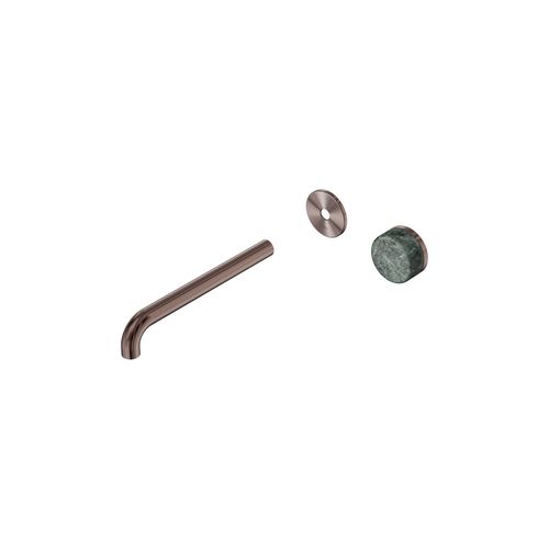 Serenity Wall Basin Mixer 220mm Spout Verde Alpi Handle Brushed Bronze