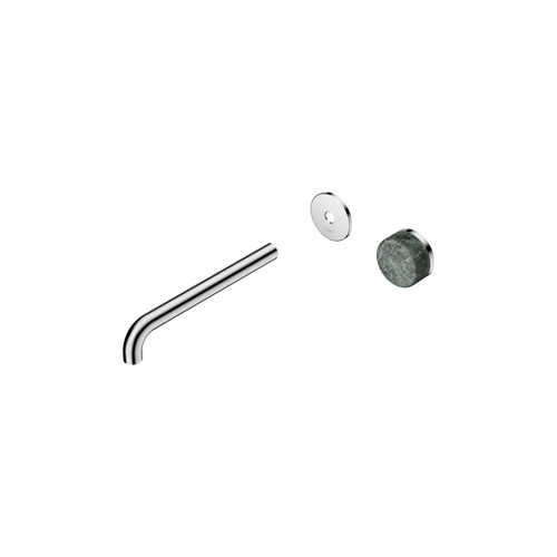 Serenity Wall Basin Mixer 220mm Spout Verde Alpi Handle Chrome