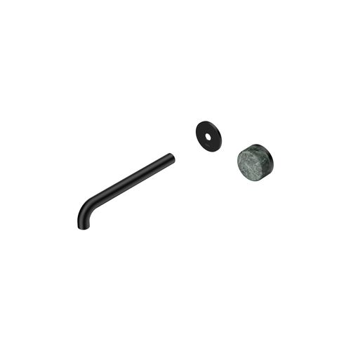 Serenity Wall Basin Mixer 220mm Spout Verde Alpi Handle Matte Black