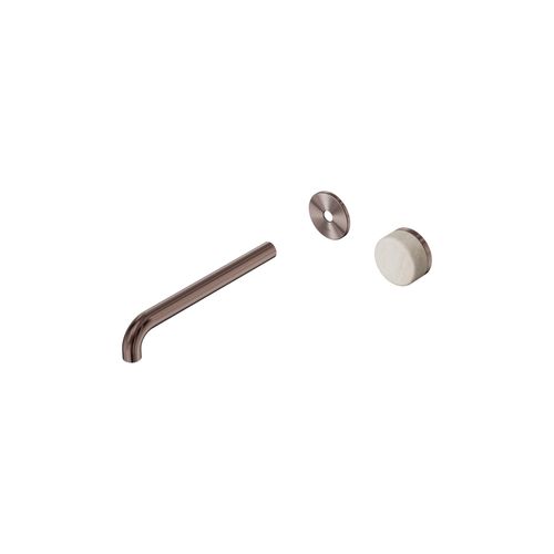 Serenity Wall Basin Mixer 220mm Spout Rome Travertine Handle Brushed Bronze