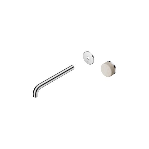 Serenity Wall Basin Mixer 220mm Spout Rome Travertine Handle Chrome