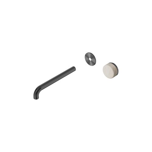 Serenity Wall Basin Mixer 220mm Spout Rome Travertine Handle Gun Metal