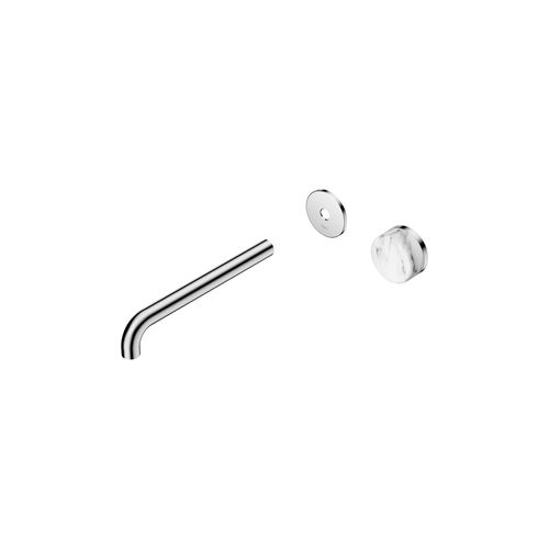 Serenity Wall Basin Mixer 220mm Spout Arabescato Corchia Handle Chrome