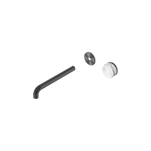 Serenity Wall Basin Mixer 220mm Spout Arabescato Corchia Handle Gun Metal