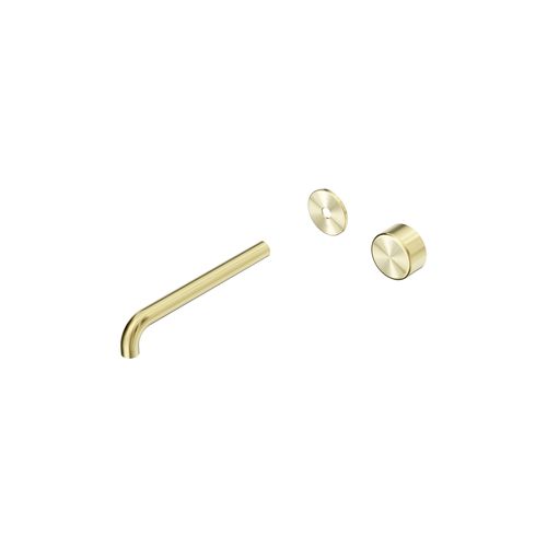Serenity Wall Basin Mixer 220mm Spout Metal Handle Brushed Gold