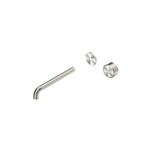 Serenity Wall Basin Mixer 220mm Spout Metal Handle Brushed Nickel