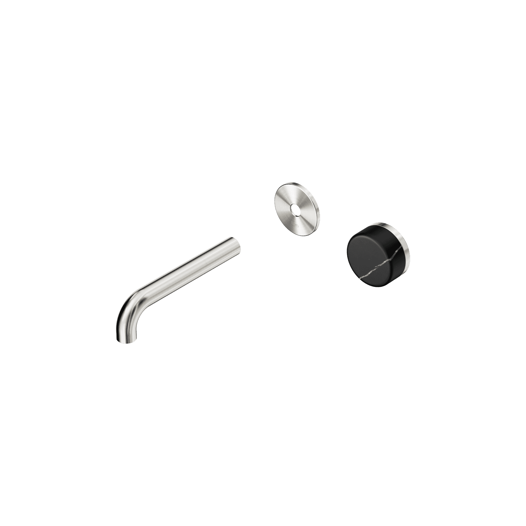 Serenity Wall Basin Mixer 160mm Spout Marquina Black Handle Brushed Nickel