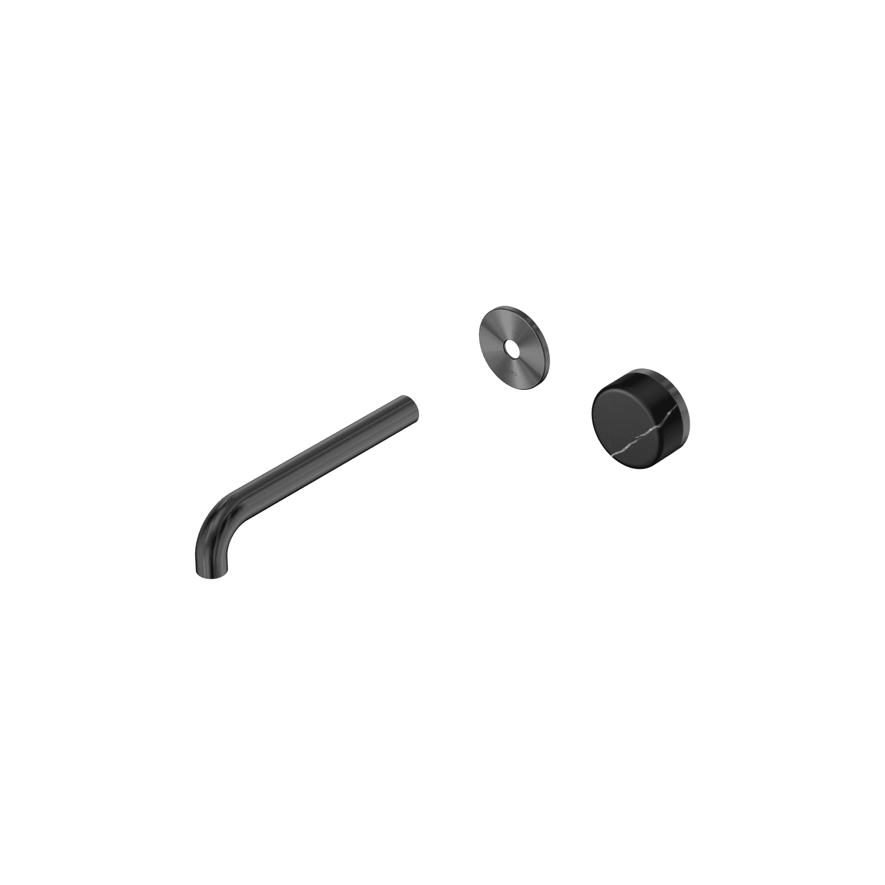 Serenity Wall Basin Mixer 185mm Spout Marquina Black Handle Gun Metal