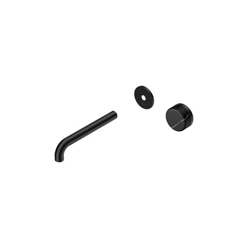 Serenity Wall Basin Mixer 185mm Spout Marquina Black Handle Matte Black