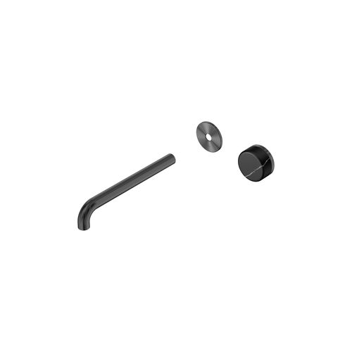 Serenity Wall Basin Mixer 220mm Spout Marquina Black Handle Gun Metal