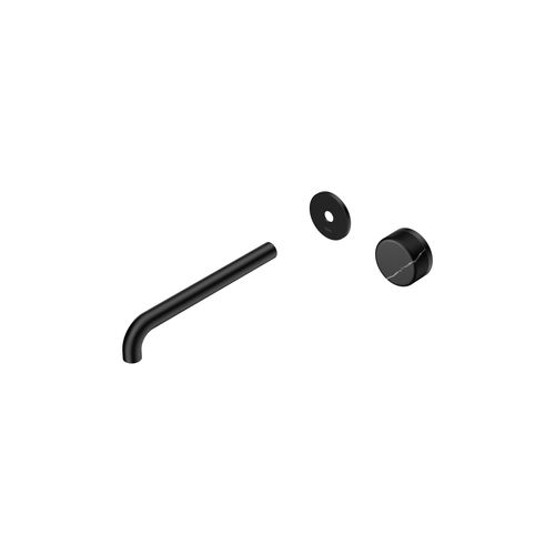 Serenity Wall Basin Mixer 220mm Spout Marquina Black Handle Matte Black