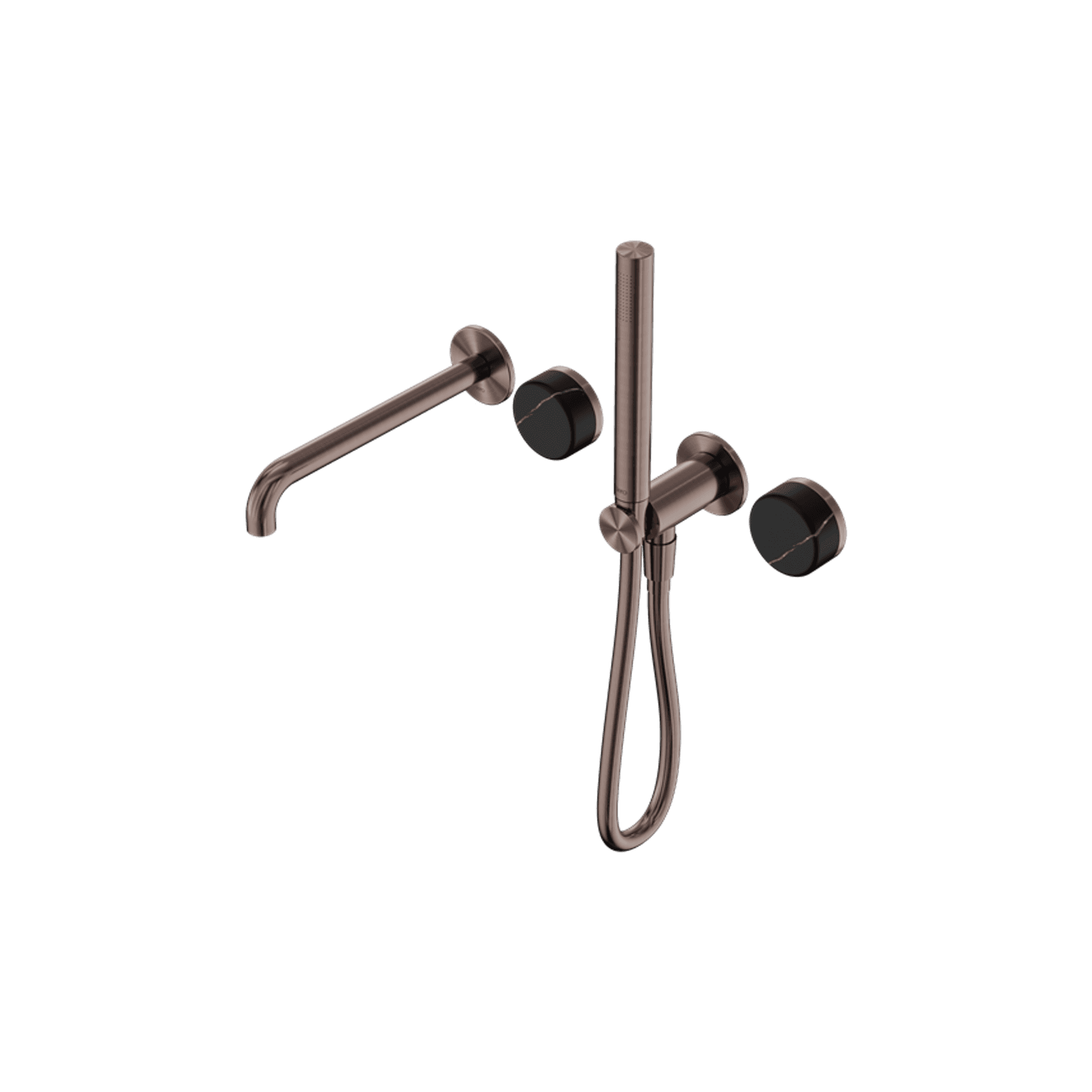 Serenity Shower System Spout Marquina Black Handle And Slim Shower Brushed Bronze