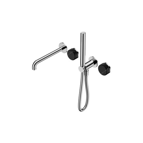 Serenity Shower System Spout Marquina Black Handle And Slim Shower Chrome