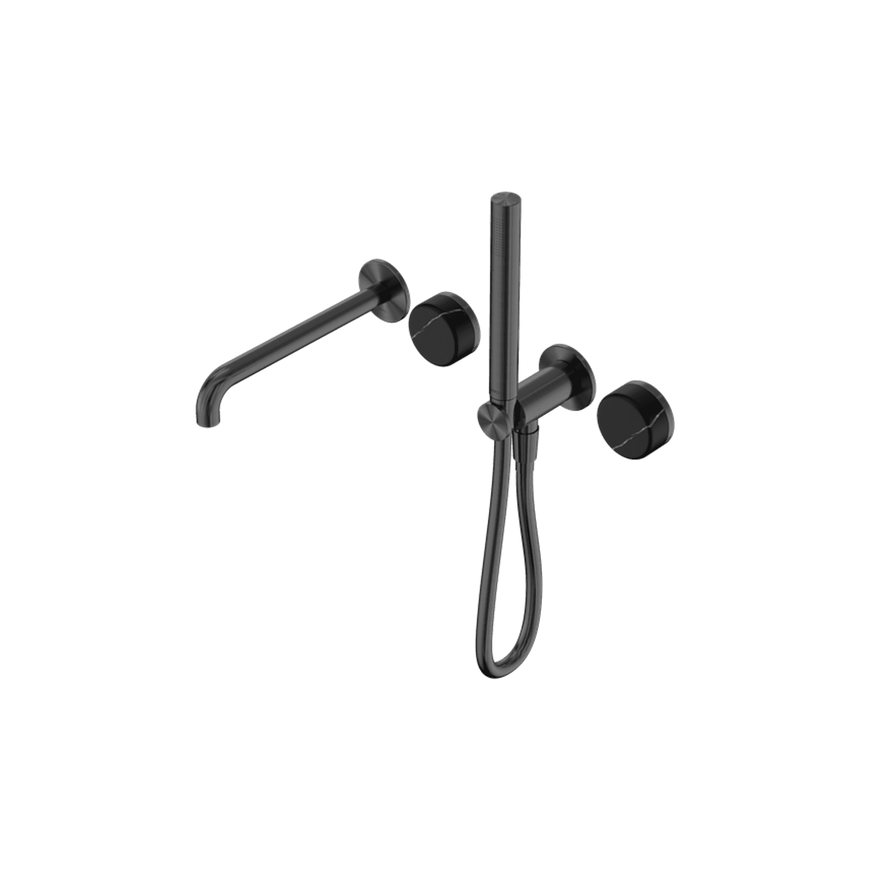 Serenity Shower System Spout Marquina Black Handle And Slim Shower Gun Metal