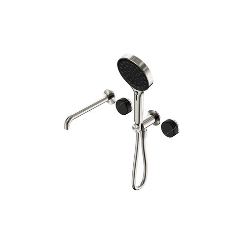 Serenity Shower System Spout Marquina Black Handle And Serenity Hand Shower Brushed Nickel