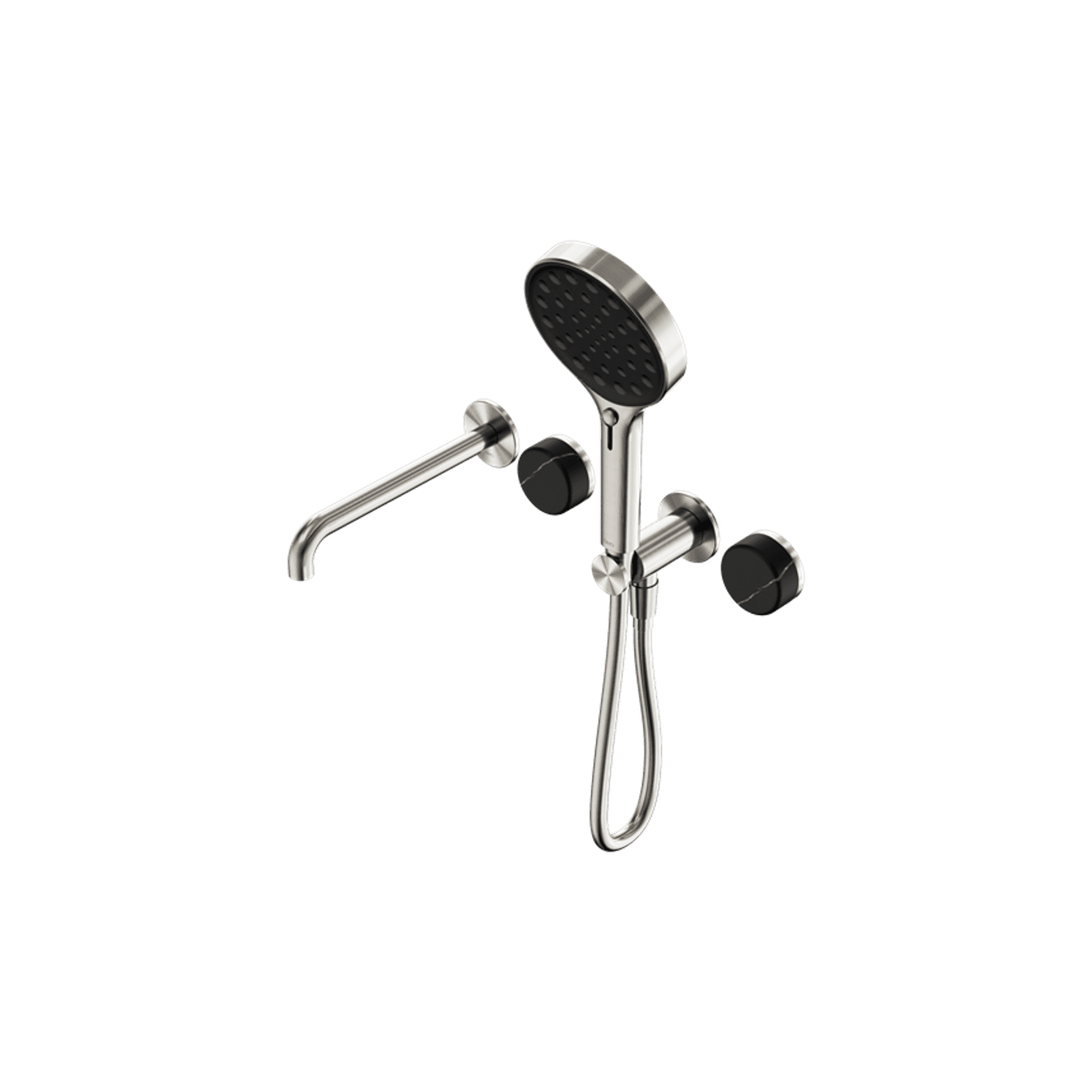 Serenity Shower System Spout Marquina Black Handle And Serenity Hand Shower Brushed Nickel
