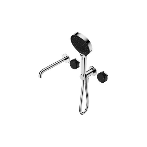 Serenity Shower System Spout Marquina Black Handle And Serenity Hand Shower Chrome