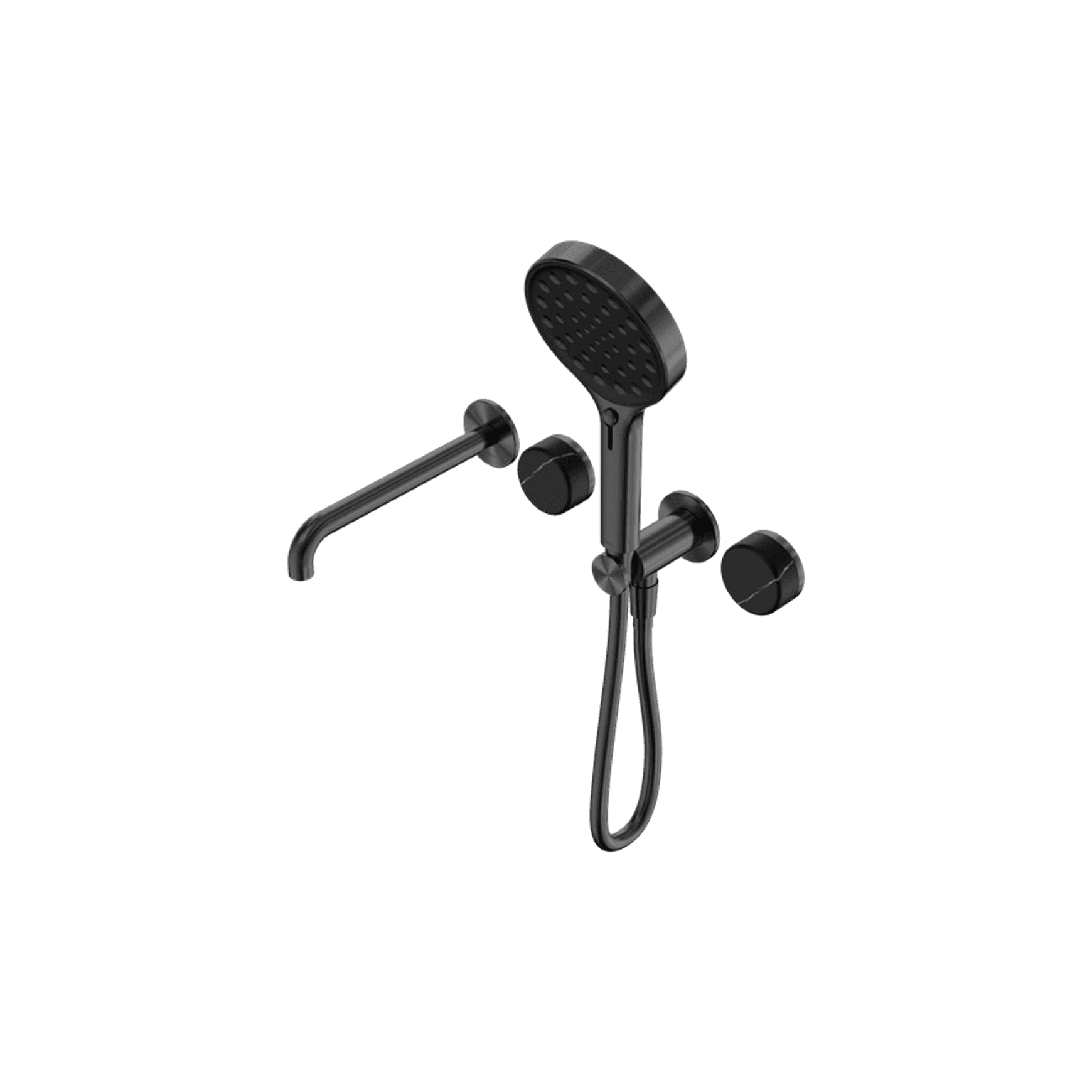 Serenity Shower System Spout Marquina Black Handle And Serenity Hand Shower Gun Metal