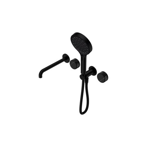 Serenity Shower System Spout Marquina Black Handle And Serenity Hand Shower Matte Black