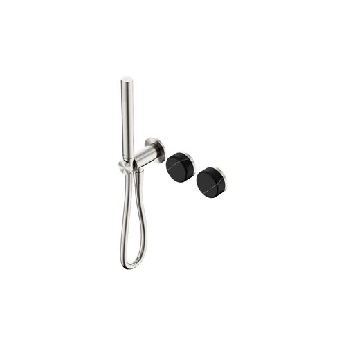 Serenity Shower System Marquina Black Handle And Slim Shower Brushed Nickel