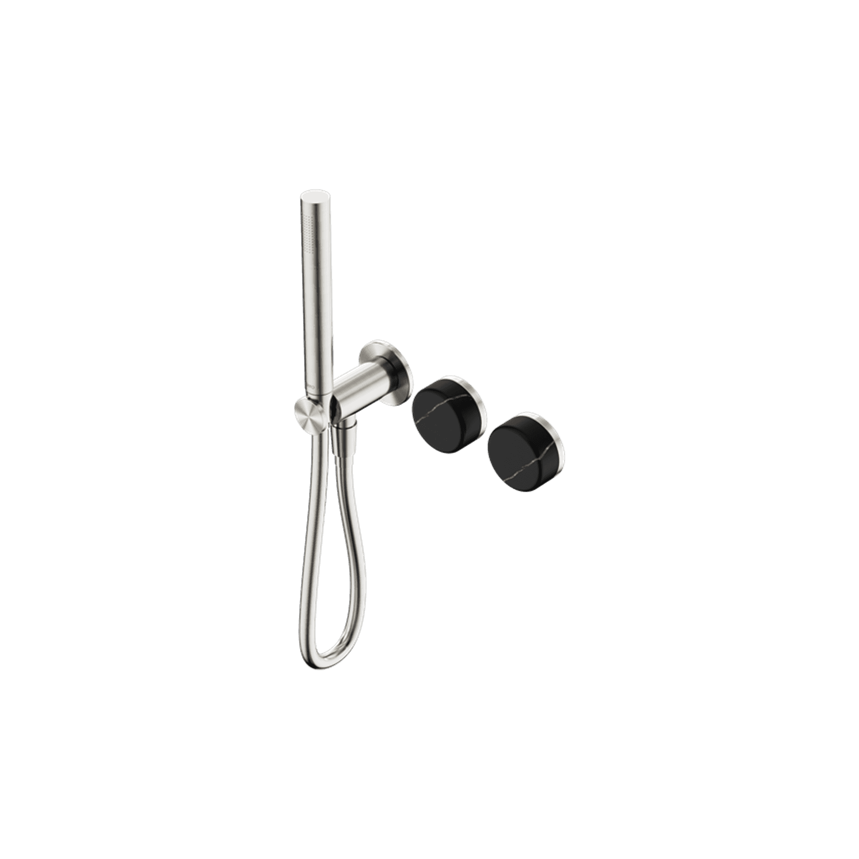 Serenity Shower System Marquina Black Handle And Slim Shower Brushed Nickel