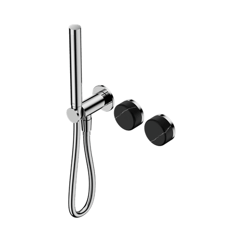 Serenity Shower System Marquina Black Handle And Slim Shower Chrome