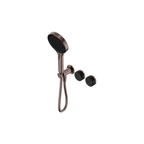 Serenity Shower System Marquina Black Handle And Serenity Hand Shower Brushed Bronze