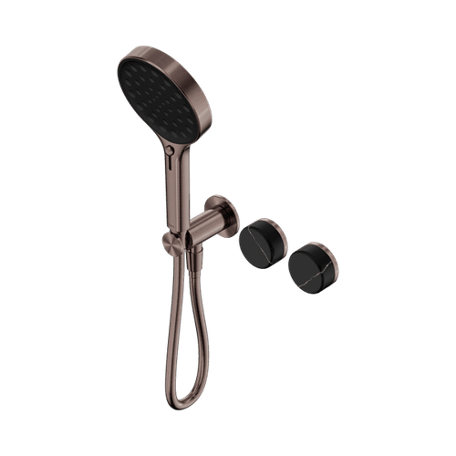 Serenity Shower System Marquina Black Handle And Serenity Hand Shower Brushed Bronze