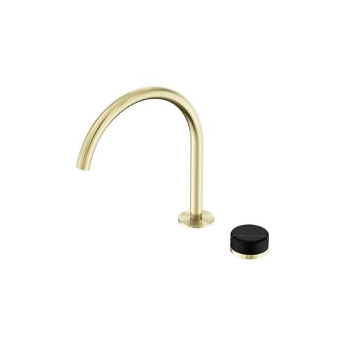 Serenity Bath/Kitchen Mixer Arc Spout Marquina Black Handle Brushed Gold