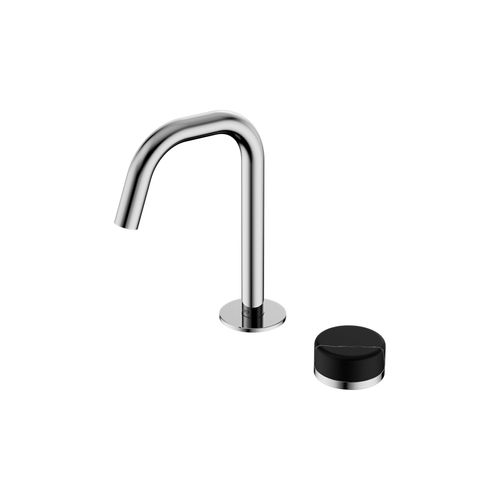 Serenity Basin Mixer Edge Spout Marquina Black Handle Chrome