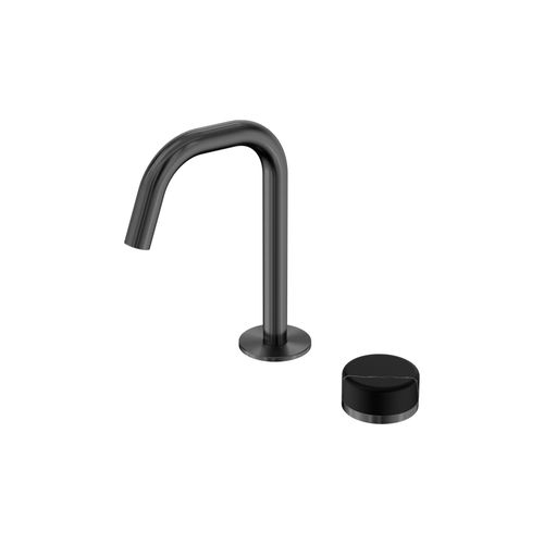 Serenity Basin Mixer Edge Spout Marquina Black Handle Gun Metal