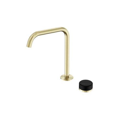 Serenity Bath/Kitchen Mixer Edge Spout Marquina Black Handle Brushed Gold