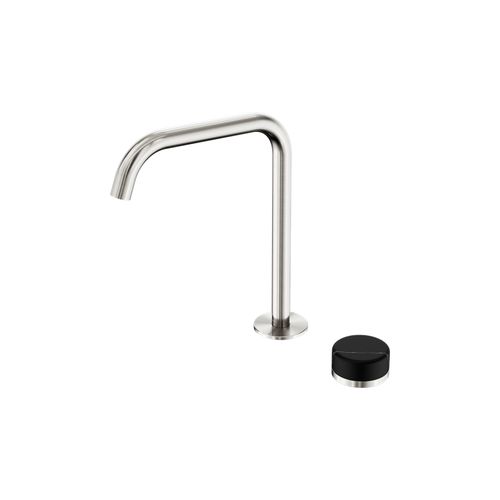 Serenity Bath/Kitchen Mixer Edge Spout Marquina Black Handle Brushed Nickel