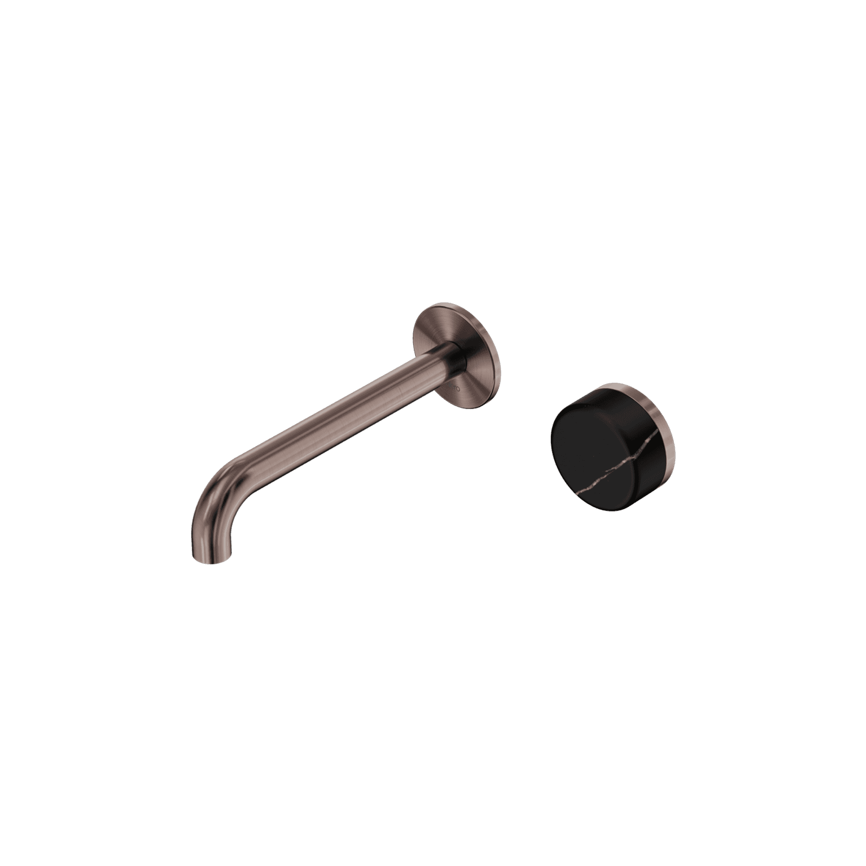 Serenity Wall Basin Mixer 160mm Spout Marquina Black Handle Brushed Bronze