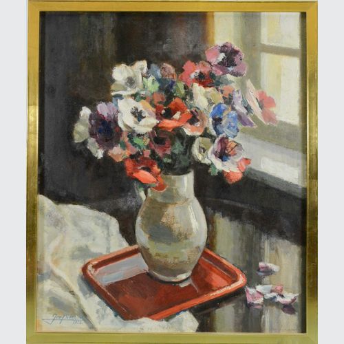 Oil on Canvas "Vase of Flowers" by George Bierand, 1928