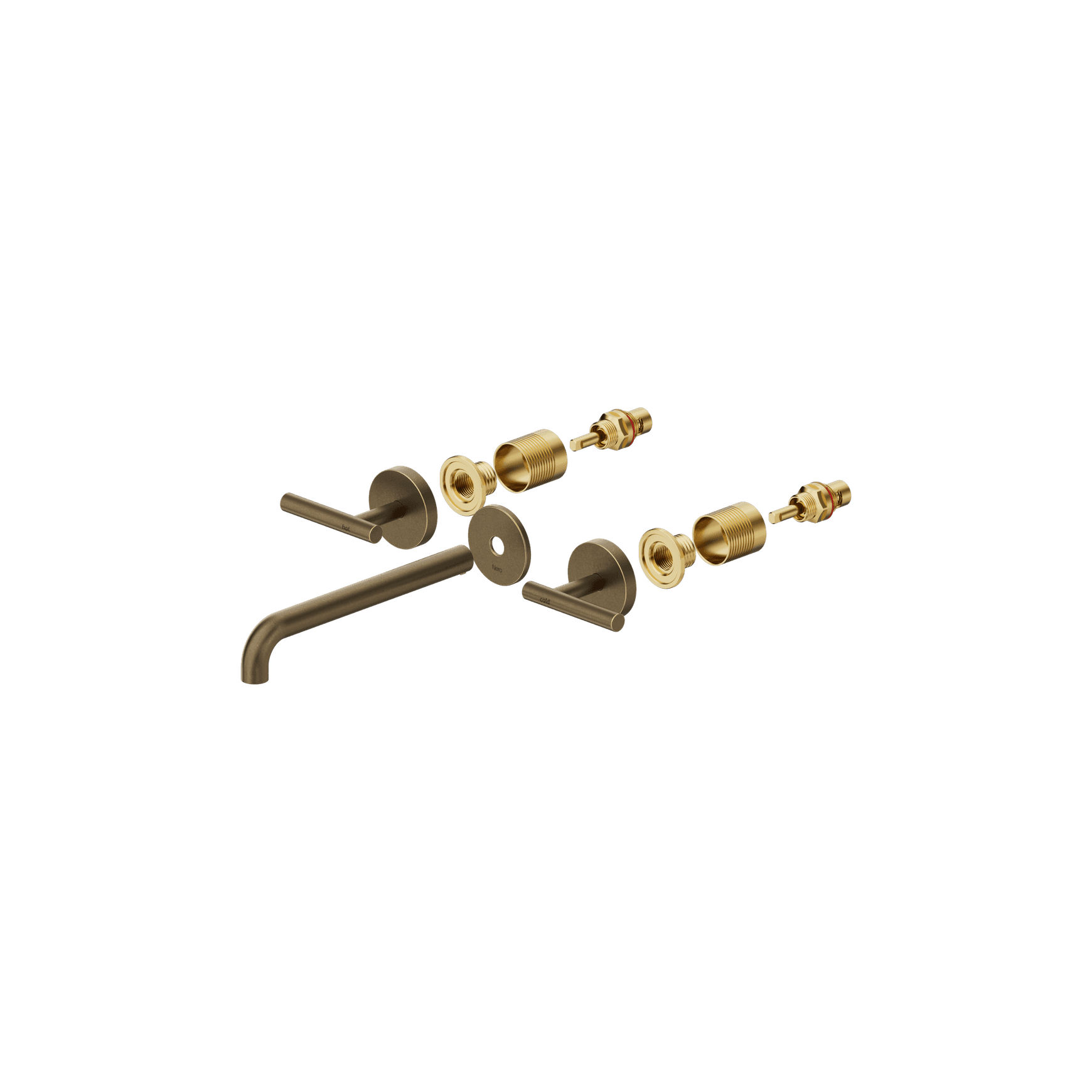 Mecca Lever Wall Basin/Bath Set 220mm Spout Trim Kit Only Tumbled Antique Brass