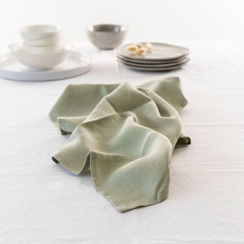100% French Linen Tea Towel - Set 2-Sage