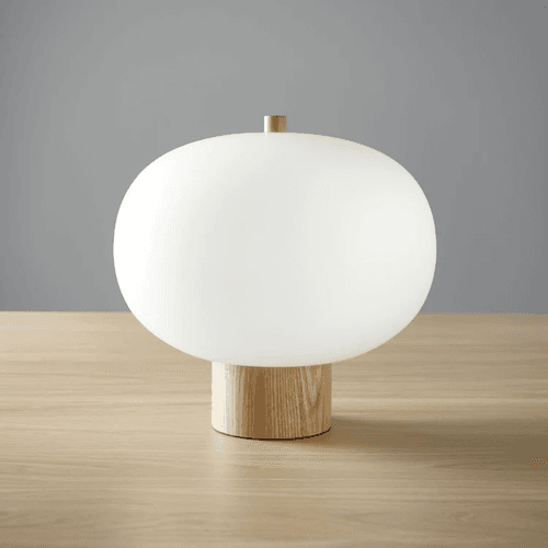 Luna Glass Table Lamp - Large in Timber