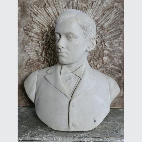 19th Century English Carrara Signed Marble Bust
