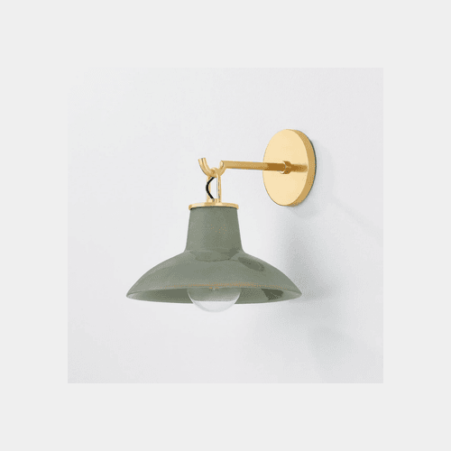 Potter 1 Light Wall Light In Aged Brass & Ceramic Moss Crackle
