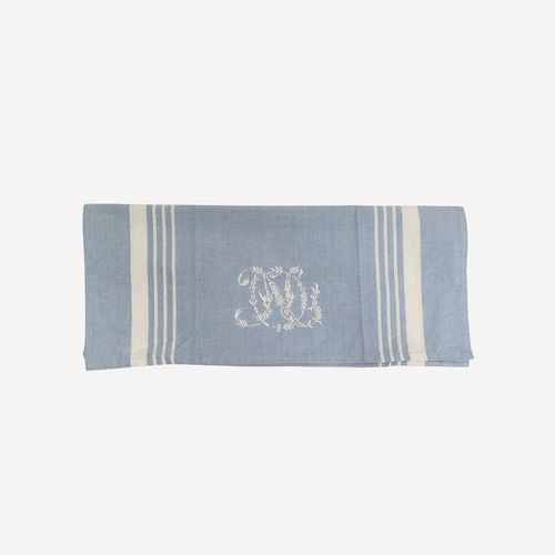 Monogram Tea Towel Blue with White Stripe