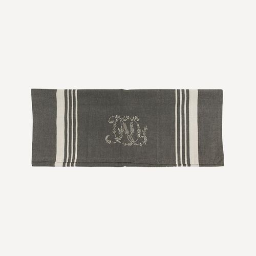 Monogram Tea Towel Charcoal with White Stripe